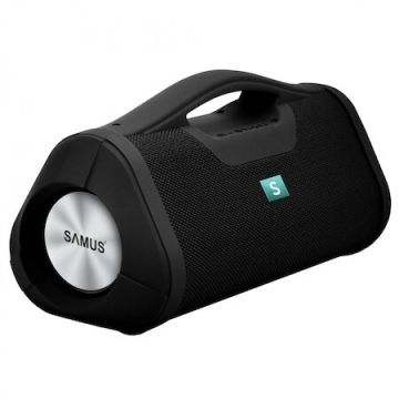 Samus Boxa Portabila Samus Apollo, 16 W, Bluetooth, USB, micro SD card slot, Aux in, Functie Memorie la oprire si redare in bucla, functie anti-soc, cablu de incarcare USB, neagra