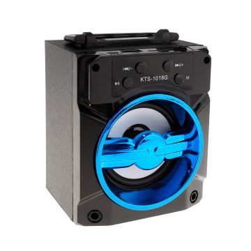 Boxa Activa Portabila Bluetooth, Soundvox™ KTS-1018G, USB, TF/SD Card, Aux, Radio FM si Lumini, Albastru