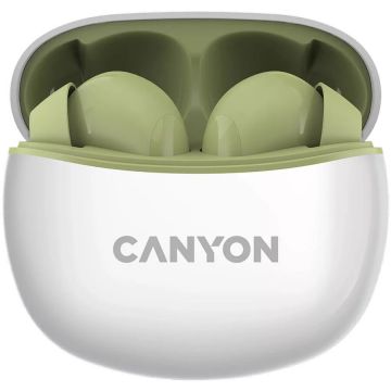 Canyon Casti True Wireless Canyon TWS-5, Bluetooth, In-Ear, Microfon, Alb/Verde