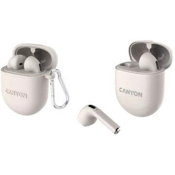 Canyon Casti True Wireless Canyon TWS-6, Bluetooth, Touch Control, Gaming Mode, Microfon, Alb
