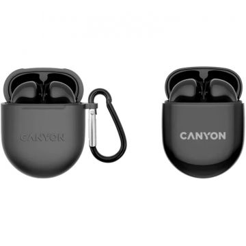 Canyon Casti True Wireless Canyon TWS-6, Bluetooth, Touch Control, Gaming Mode, Microfon, Negru