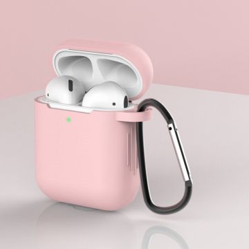 Carcasa cu carabiniera Silicone Soft Case D compatibila cu Apple AirPods 1/2 Pink