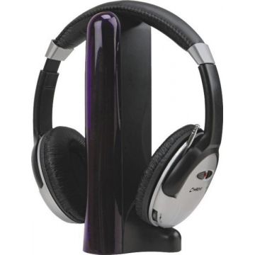 Casti CROME wireless cu radio FM CMP-HEADSETW01-CH, Negru Argintiu