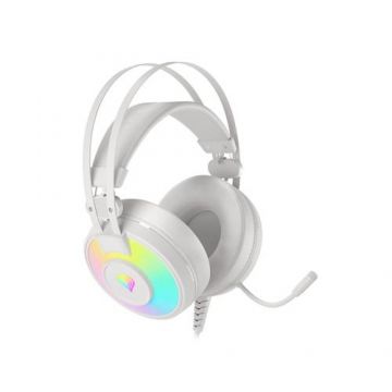 Casti Gaming Genesis Neon 600 RGB, Stereo, 2x Mini Jack 3.5mm, PC, Microfon (Alb)