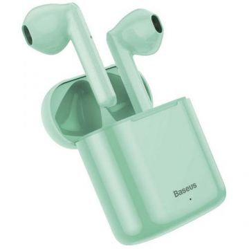 Casti True Wireless Baseus Encok W09, Bluetooth 5.0, Noise Cancelling, Microfon, HIFI (Verde)
