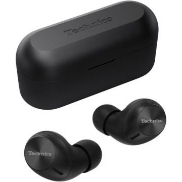 Casti True Wireless In-Ear Technics EAH-AZ40EK, Hybrid Noise Cancelling, Multipoint, Alexa built-in, Autononie 24 ore (Negru)