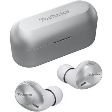 Casti True Wireless Technics EAH-AZ40M2ES, Bluetooth, Hybrid Noise Cancelling, Multipoint, Alexa built-in, Autonomie 24 ore (Argintiu)