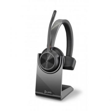 Casti Wireless Call Center Poly Voyage 218474-02, Stand incarcare, USB Tip C, Bluetooth 5.2 (Negru)