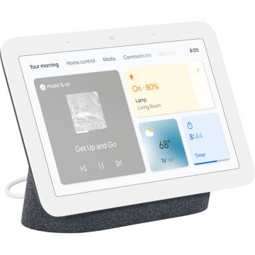 Google Boxa inteligenta Google Nest Hub (2nd Gen), 7 touchscreen, Wi-Fi, Bluetooth, 3 Microfoane, Negru