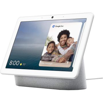 Google Boxa inteligenta Google Nest Hub Max, HD touchscreen 10, Camera wide 6.5 MP, Difuzoare stereo, Wi-Fi, Alb