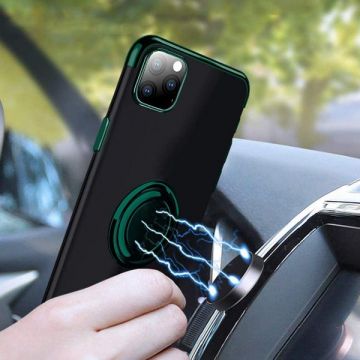 Husa PadForce Crystal-Ring transparenta din silicon cu inel rotativ metalic - iPhone 12 mini, Verde