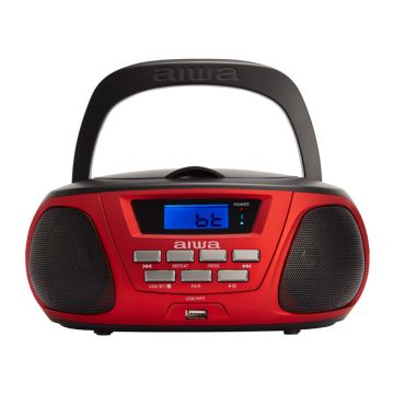 Sistem audio portabil Aiwa BBTU-300RD, 5 W, 2 canale, CD, Bluetooth, USB, Rosu