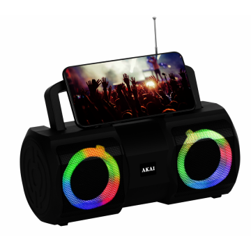 Akai Boxa Portabila Akai ABTS-15, Radio FM, Bluetooth, Lumini RGB, Negru