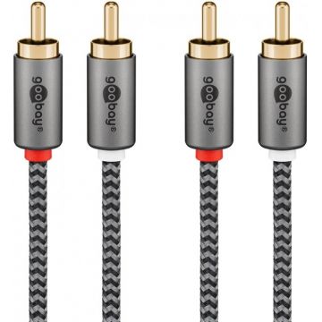 Cablu audio 2 x RCA la 2 x RCA T-T 0.5m brodat, Goobay Plus G65291