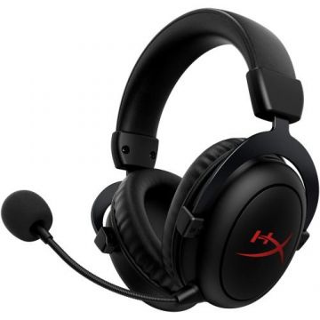 Casti Gaming Wireless HyperX Cloud II Core, DTS Headphone:X Spatial Audio, autonomie bateria pana la 80 de ore, dongle 2.4GHz, spuma cu memorie, microfon detasabil, PC (Negru)