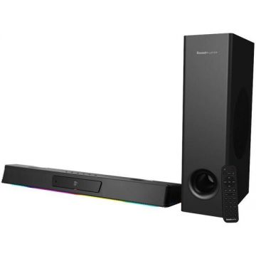 Creative Boxe Creative Katana V2X, 2.1 Dolby Audio Tri-amplified UltraDSP, 90W RMS, HDMI ARC, Bluetooth 5.0, Mic, USB-C, Optical-in, AUX-in, RGB, Creative app, Super X‑Fi, Telecomanda Creative Boxe Creative Katana V2X, 2.1 Dolby Audio Tri-amplified UltraDSP, 90W RMS, HDMI ARC, Bluetooth 5.0, Mic, USB-C, Optical-in, AUX-in, RGB, Creative app, Super X‑Fi, Telecomanda