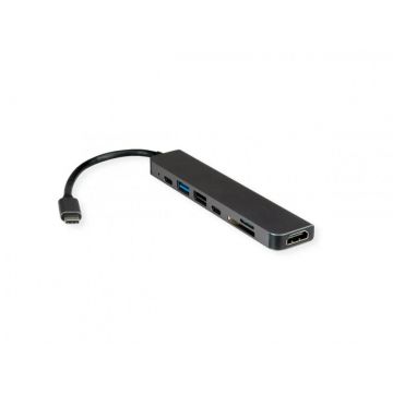 Docking station USB type C la HDMI 4K60Hz/2xUSB-A/USB type C/slot SD/TF + PD, Value 12.99.1136