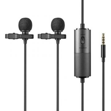 Microfon dublu lavalier, GODOX, Cablu 4m, Negru