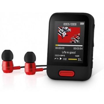 Sencor MP3 Player, Sencor, SFP, 7716RD, 16GB, Bluetooth, Negru/Rosu