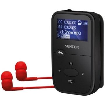 Sencor Player MP3, Sencor, SFP 4408BK, 8 GB, microUSB/Jack 3.5/microSD, Negru