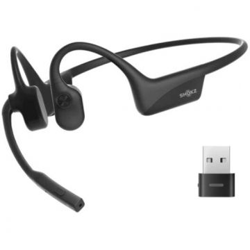 Shokz Casca SHOKZ OpenComm2 bluetooth conductie osoasa, adaptor USB-A, Negru