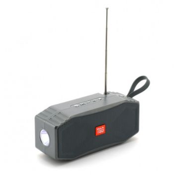 Boxa Portabila Bluetooth/ TF Card/ Radio FM/ USB/ AUX, Lanterna LED, Incarcare Solara, Antena, TG614, Gri