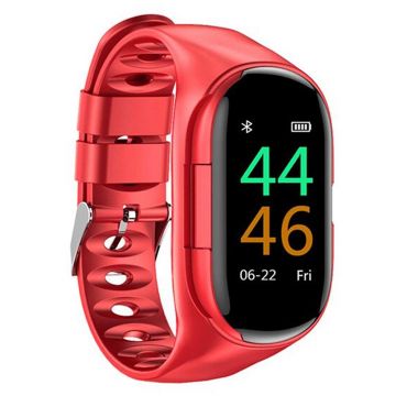 Bratara Smart Fitness cu Casti Bluetooth InEar Techstar® M1 Bluetooth 5.0, HD TFT, Incarcare USB, Greutate 36g, Control Touch, Incarcare Magnetica, Rosu