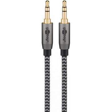 Cablu audio jack stereo 3.5mm T-T 1m brodat, Goobay Plus G65273