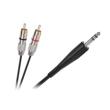 Cablu stereo Cabletech KPO3867-3, Jack 6.3 la 2 x RCA tata, 3m (Negru/Argintiu)