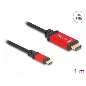 Cablu USB type C la HDMI (DP Alt Mode) 8K60Hz/4K240Hz T-T HDR 1m, Delock 80095