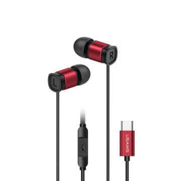 Casti Audio Usams Wired Earphones EP-46 Mini, Type-C - Red