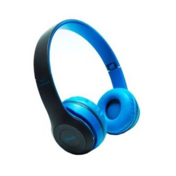 Casti Audio Wireless Bluetooth 5.0, Radio FM, Card SD, AUX, Microfon Incorporat, 10m, Pliabile, P47, Albastru