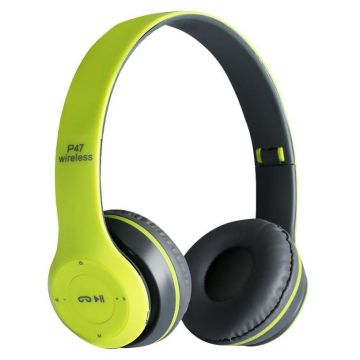 Casti Audio Wireless Bluetooth 5.0, Radio FM, Card SD, AUX, Microfon Incorporat, 10m, Pliabile, P47, Verde