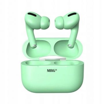 Casti Bluetooth MRG MinPods3, Cu carcasa, Display LCD, Verde C552