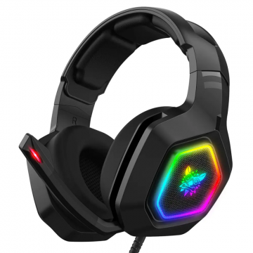 Casti gaming stereo Onikuma K10 negru cu LED multicolor