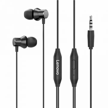 Casti In-Ear cu Fir Jack 3.5mm, 1.15m, Lenovo HF130, Black