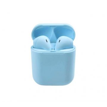 Casti Wireless Bluetooth 5.0, InPods 12, TWS, Stereo, Senzor Touch, IOS, Android, Albastru Deschis