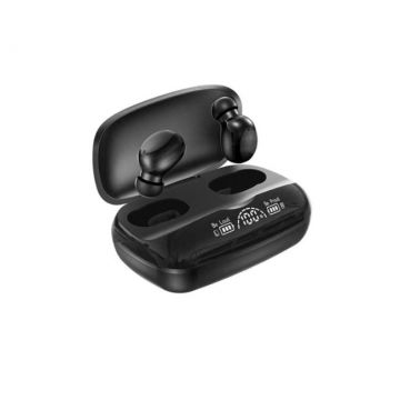 Casti Wireless Bluetooth Hands Free Control Touch Afisaj LED Carcasa Protectie si Incarcare TWS AKS-T70 Negru