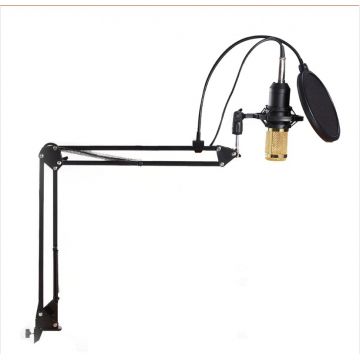 Microfon Profesional de Studio Condenser BM800 cu stand inclus pentru Inregistrare Vocala, Streaming, Gaming, Black Gold