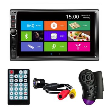 MP5 Player Techstar® 7016, 2DIN, Camera Marsarier, Ecran HD Touch 7 inch, Comenzi Volan, Telecomanda, MirrorLink, Bluetooth 4.2