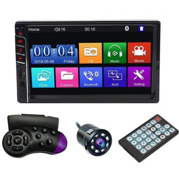 MP5 Player Techstar® 7033, 2DIN, Camera Marsarier, Ecran HD Touch 7 inch, Comenzi Volan, Telecomanda, MirrorLink, Bluetooth 4.2