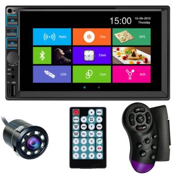 MP5 Player Techstar® 7054, 2DIN, Camera Marsarier, Ecran HD Touch 7 inch, Comenzi Volan, Telecomanda, MirrorLink, Bluetooth 4.2