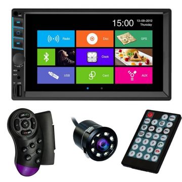 MP5 Player Techstar® 7055, 2DIN, Camera Marsarier, Ecran HD Touch 7 inch, Comenzi Volan, Telecomanda, MirrorLink, Bluetooth 4.2