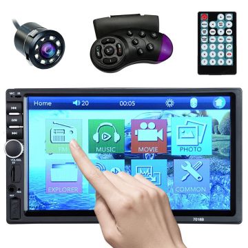 MP5 Player Techstar® 7800S, 2DIN, Camera Marsarier, Ecran HD Touch 7 inch, Comenzi Volan, Telecomanda, MirrorLink, Bluetooth 4.2