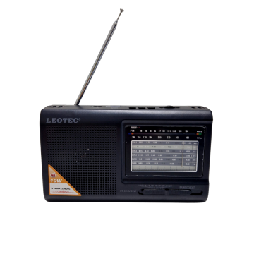 Radio Leotec portabil, acumulator reincarcabil, USB, TF Card, Casti, Antena telescopica - Negru