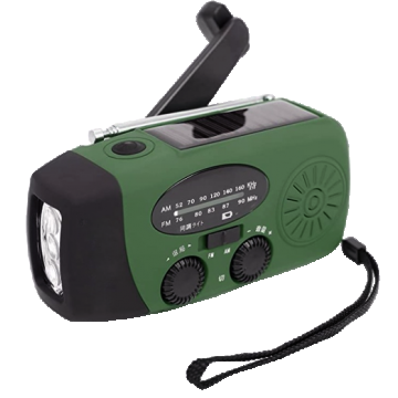 Radio Portabil ZEQAS cu incarcare solara, USB si manivela, pentru iesiri in natura, 2000 mAh, functie Power Bank, impermeabil si lanterna, culoare verde