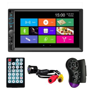 Resigilat MP5 Player Techstar® 7062, 2DIN, Camera Marsarier, Ecran HD Touch 7 inch, Comenzi Volan, Telecomanda, MirrorLink, Bluetooth 4.2