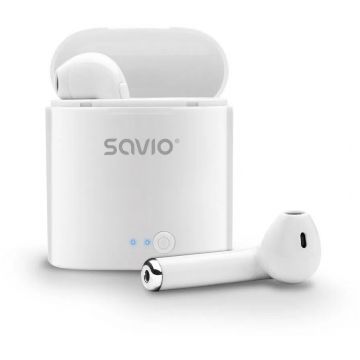 Savio Casti Bluetooth Savio TWS-01 True Wireless, Alb