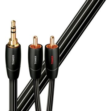 Cablu audio Audioquest Tower, Jack 3.5 mm Male - 2x RCA Male, 1.5m, negru-alb