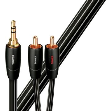 Cablu audio Audioquest Tower, Jack 3.5 mm Male - 2x RCA Male, 1.5m, negru-alb Cablu audio Audioquest Tower, Jack 3.5 mm Male - 2x RCA Male, 1.5m, negru-alb